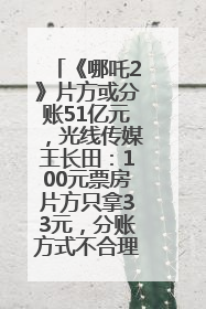 《哪吒2》片方或分账51亿元，光线传媒王长田：100元票房片方只拿33元，分账方式不合理
