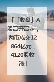 「收盘」A股高开高走，两市成交12864亿元，4120股收涨