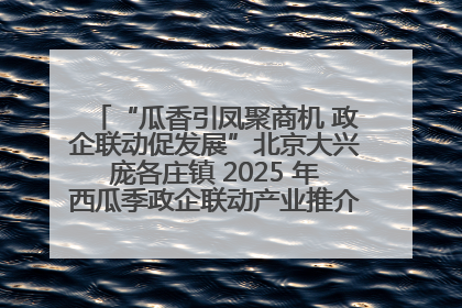 “瓜香引凤聚商机 政企联动促发展”北京大兴庞各庄镇 2025 年西瓜季政企联动产业推介活动圆满举行