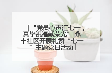 “党员心声汇七一，真挚祝福献荣光” 永丰社区开展礼赞“七一”主题党日活动