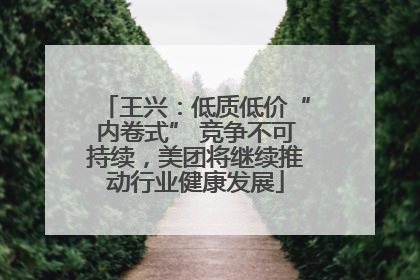 王兴：低质低价“内卷式” 竞争不可持续，美团将继续推动行业健康发展