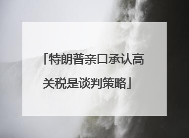 特朗普亲口承认高关税是谈判策略