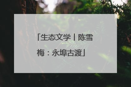 生态文学丨陈雪梅：永埠古渡