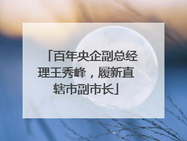 百年央企副总经理王秀峰，履新直辖市副市长