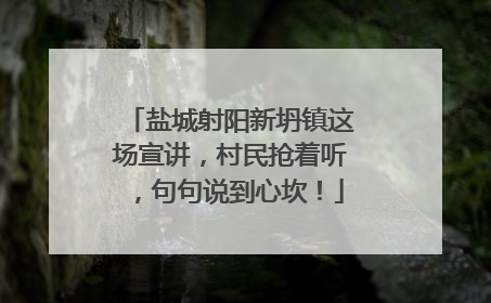 盐城射阳新坍镇这场宣讲，村民抢着听，句句说到心坎！