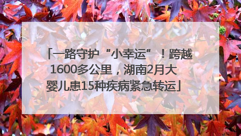 一路守护“小幸运”！跨越1600多公里，湖南2月大婴儿患15种疾病紧急转运