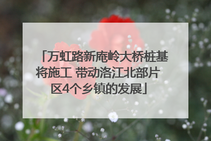 万虹路新庵岭大桥桩基将施工 带动洛江北部片区4个乡镇的发展