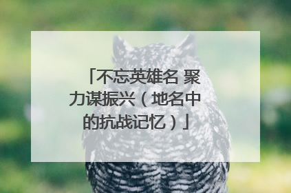 不忘英雄名 聚力谋振兴（地名中的抗战记忆）