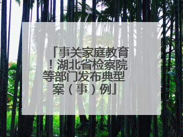 事关家庭教育！湖北省检察院等部门发布典型案（事）例