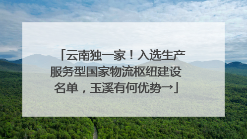 云南独一家！入选生产服务型国家物流枢纽建设名单，玉溪有何优势→