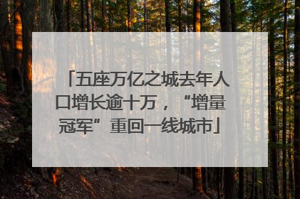 五座万亿之城去年人口增长逾十万，“增量冠军”重回一线城市
