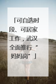 可自选时段、可居家工作，武汉全面推行“妈妈岗”