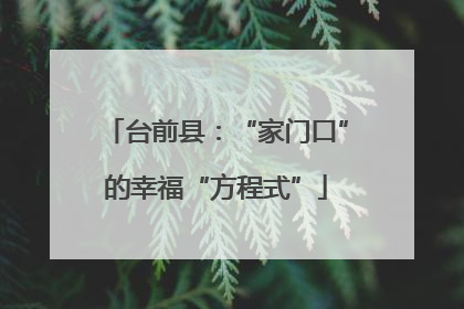 台前县：“家门口”的幸福“方程式”