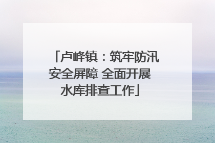 卢峰镇：筑牢防汛安全屏障 全面开展水库排查工作