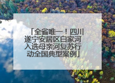 全省唯一！四川遂宁安居区白家河入选母亲河复苏行动全国典型案例