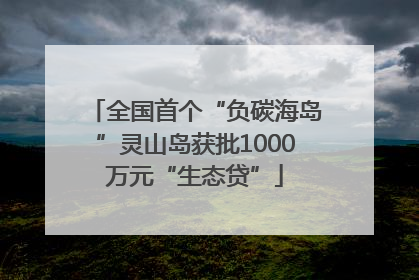 全国首个“负碳海岛”灵山岛获批1000万元“生态贷”