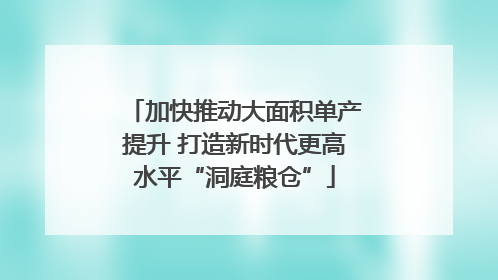 加快推动大面积单产提升 打造新时代更高水平“洞庭粮仓”