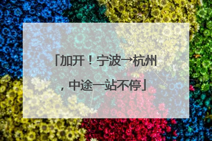 加开！宁波→杭州，中途一站不停