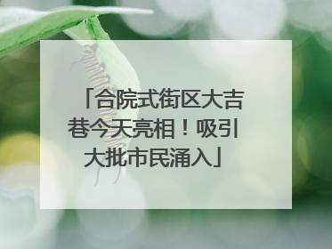 合院式街区大吉巷今天亮相！吸引大批市民涌入