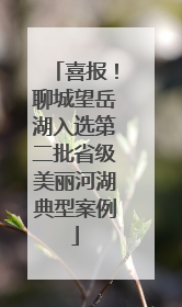 喜报！聊城望岳湖入选第二批省级美丽河湖典型案例