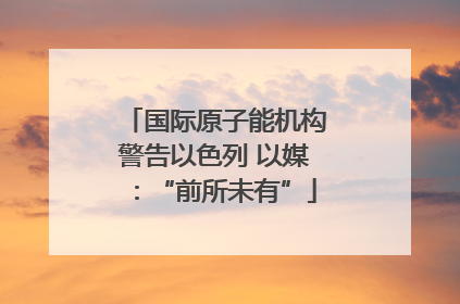 国际原子能机构警告以色列 以媒：“前所未有”