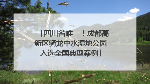四川省唯一！成都高新区骑龙中水湿地公园入选全国典型案例