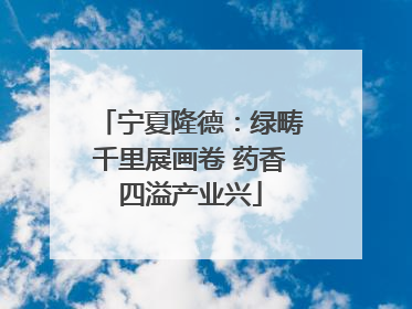 宁夏隆德：绿畴千里展画卷 药香四溢产业兴