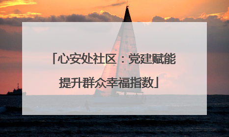 心安处社区：党建赋能 提升群众幸福指数