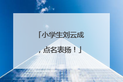 小学生刘云成，点名表扬！