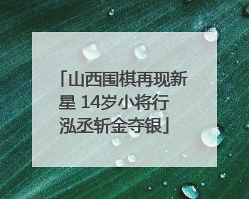 山西围棋再现新星 14岁小将行泓丞斩金夺银