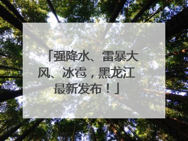强降水、雷暴大风、冰雹，黑龙江最新发布！