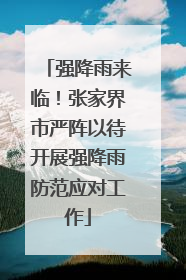 强降雨来临！张家界市严阵以待开展强降雨防范应对工作