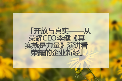 开放与真实——从荣耀CEO李健《真实就是力量》演讲看荣耀的企业新经