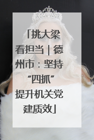 挑大梁 看担当｜德州市：坚持“四抓” 提升机关党建质效