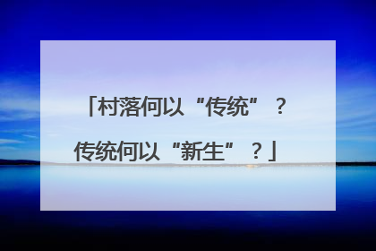 村落何以“传统”？传统何以“新生”？