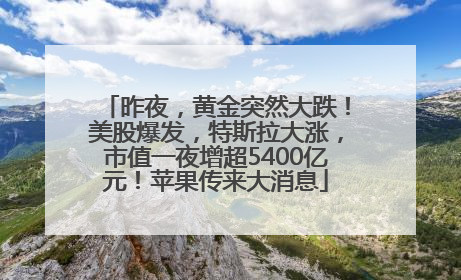 昨夜，黄金突然大跌！美股爆发，特斯拉大涨，市值一夜增超5400亿元！苹果传来大消息