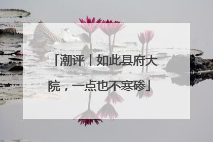 潮评丨如此县府大院，一点也不寒碜