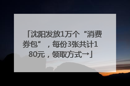 沈阳发放1万个“消费券包”，每份3张共计180元，领取方式→