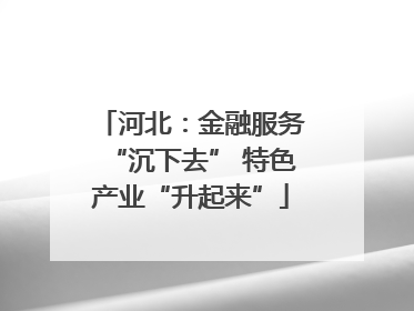 河北：金融服务“沉下去” 特色产业“升起来”