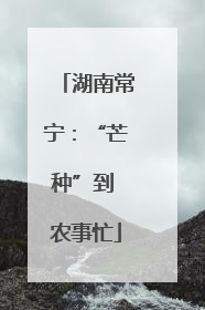 湖南常宁：“芒种”到 农事忙
