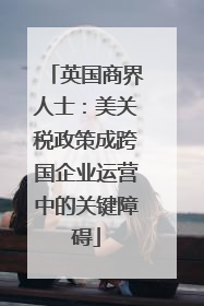 英国商界人士：美关税政策成跨国企业运营中的关键障碍