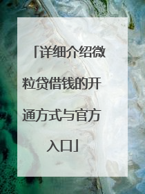 详细介绍微粒贷借钱的开通方式与官方入口