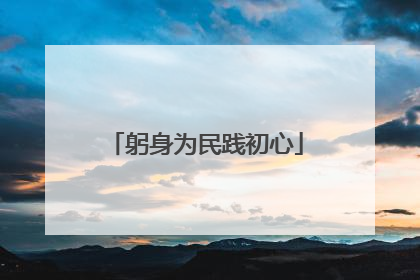 躬身为民践初心