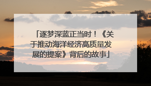 逐梦深蓝正当时！《关于推动海洋经济高质量发展的提案》背后的故事