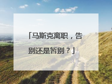 马斯克离职，告别还是暂别？