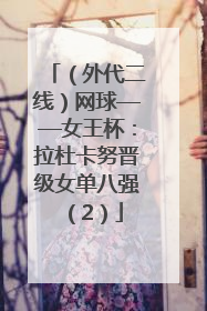 （外代二线）网球——女王杯：拉杜卡努晋级女单八强（2）