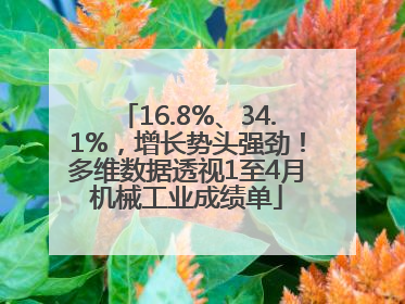 16.8%、34.1%，增长势头强劲！多维数据透视1至4月机械工业成绩单