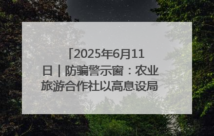 2025年6月11日｜防骗警示窗：农业旅游合作社以高息设局，集资380万